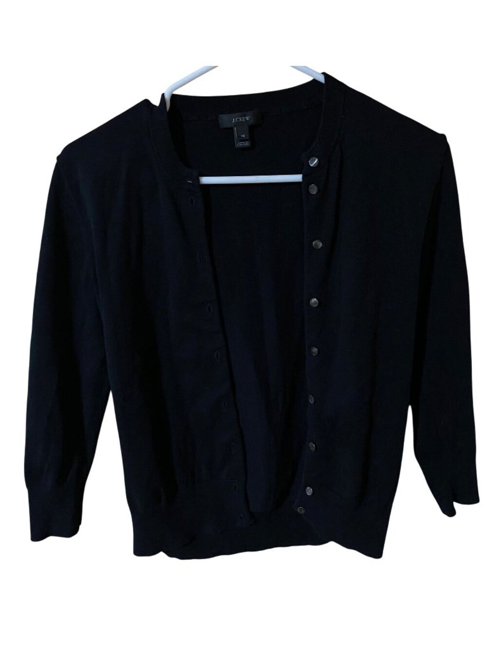 J.Crew Womens XS Black Button Front Cardigan Sweater Quiet Luxury Preppy